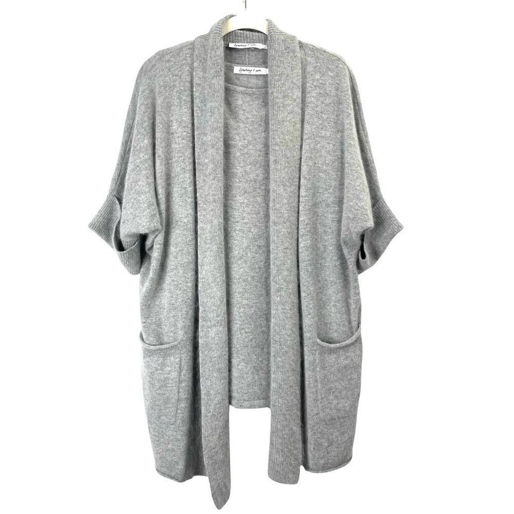 Symphony + Note 100% cashmere twin set cardigan & shell Size M grey lagenlook